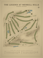 The Legend at Merrill Hills course map poster, Vintage style, 12×16 / 18×24