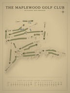 The Maplewood Golf Club course map poster, Vintage style, 12×16 / 18×24