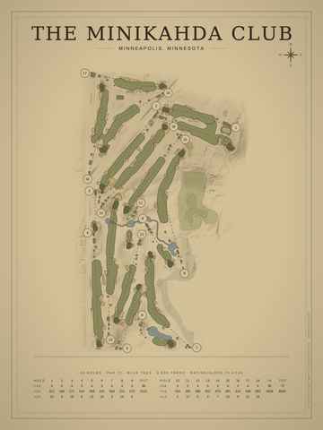 The Minikahda Club Course Map poster