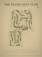 The Palms Golf Club course map poster, Vintage style, 12×16 / 18×24