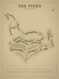 The Pines course map poster, Vintage style, 12×16 / 18×24