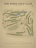 The Pines Golf Club course map poster, Vintage style, 12×16 / 18×24