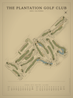 The Plantation Golf Club course map poster, Vintage style, 12×16 / 18×24