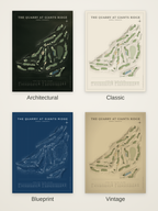 The Quarry at Giants Ridge course map poster in four styles: Architectural, Classic, Blueprint and Vintage