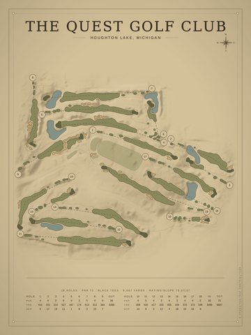 The Quest Golf Club Course Map poster