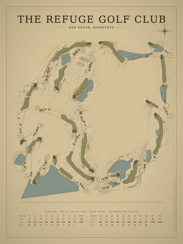 The Refuge Golf Club Course Map poster