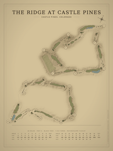 The Ridge at Castle Pines Course Map poster