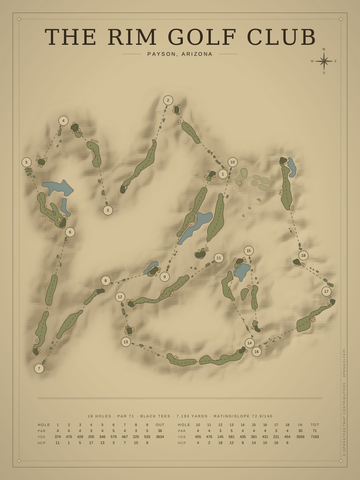 The Rim Golf Club Course Map poster