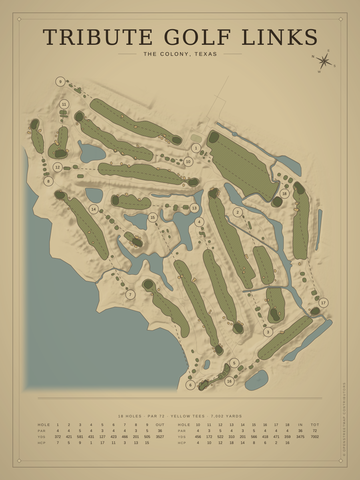 Tribute Golf Links Course Map poster