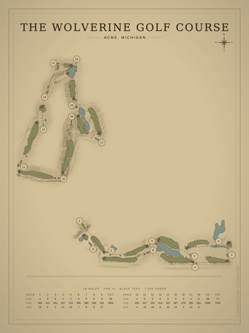 The Wolverine Golf Course Map poster