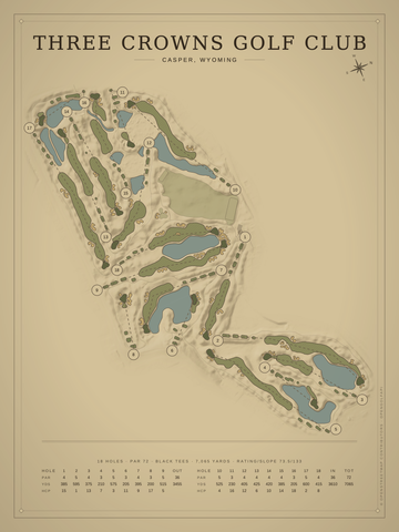 Three Crowns Golf Club Course Map poster