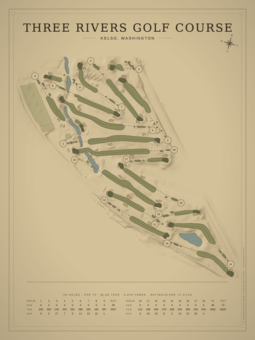 Three Rivers Golf Course Map poster