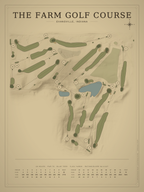 The Farm Golf Course map poster, Vintage style, 12×16 / 18×24