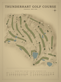Thunderhart Golf Course map poster, Vintage style, 12×16 / 18×24