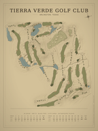 Tierra Verde Golf Club course map poster, Vintage style, 12×16 / 18×24