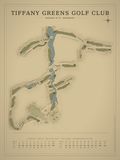 Tiffany Greens Golf Club course map poster, Vintage style, 12×16 / 18×24