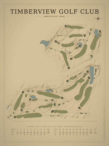 Timberview Golf Club Course Map poster