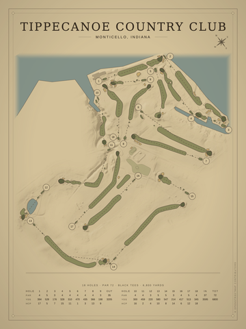 Tippecanoe Country Club Course Map poster