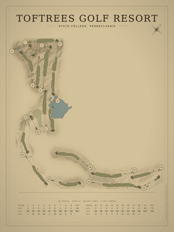Toftrees Golf Resort Course Map poster