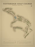 Totteridge Golf Course map poster, Vintage style, 12×16 / 18×24
