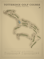 Totteridge Golf Course map poster, Vintage style, 12×16 / 18×24