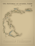 TPC Potomac at Avanel Farm course map poster, Vintage style, 12×16 / 18×24