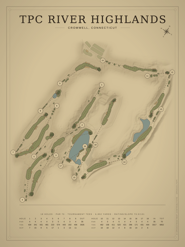 TPC River Highlands Course Map poster