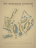 TPC Sawgrass Stadium course map poster, Vintage style, 12×16 / 18×24