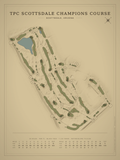 TPC Scottsdale Champions Course map poster, Vintage style, 12×16 / 18×24