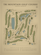 Tri Mountain Golf Course map poster, Vintage style, 12×16 / 18×24