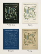 Tri Mountain Golf Course map poster in four styles: Architectural, Classic, Blueprint and Vintage