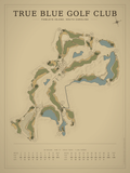 True Blue Golf Club course map poster, Vintage style, 12×16 / 18×24