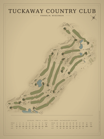 Tuckaway Country Club Course Map poster