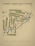 Turkey Creek Golf Course map poster, Vintage style, 12×16 / 18×24