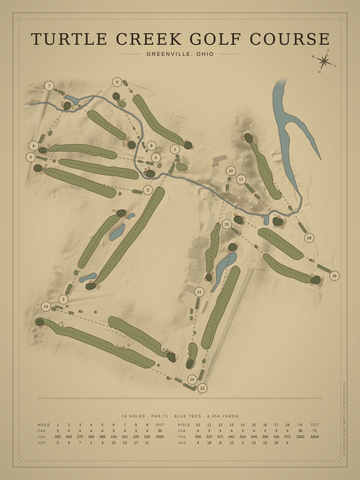 Turtle Creek Golf Course Map poster