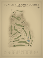 Turtle Hill Golf Course map poster, Vintage style, 12×16 / 18×24