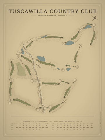 Tuscawilla Country Club Course Map poster