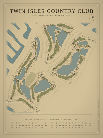 Twin Isles Country Club Course Map poster