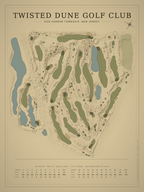 Twisted Dune Golf Club course map poster, Vintage style, 12×16 / 18×24
