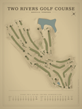 Two Rivers Golf Course map poster, Vintage style, 12×16 / 18×24