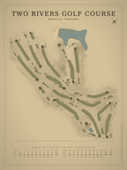 Two Rivers Golf Course map poster, Vintage style, 12×16 / 18×24