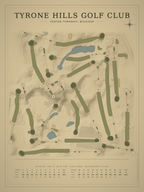 Tyrone Hills Golf Club course map poster, Vintage style, 12×16 / 18×24