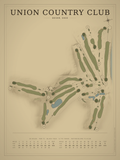 Union Country Club course map poster, Vintage style, 12×16 / 18×24