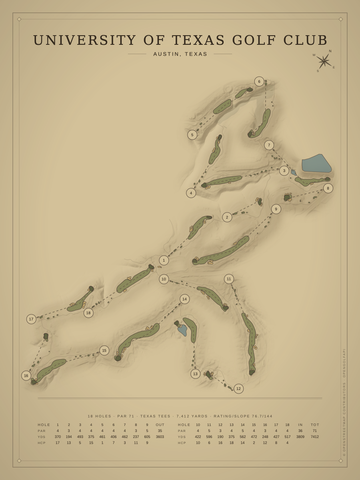 University of Texas Golf Club Course Map poster