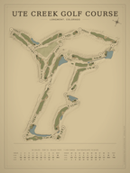 Ute Creek Golf Course map poster, Vintage style, 12×16 / 18×24