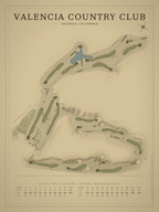 Valencia Country Club course map poster, Vintage style, 12×16 / 18×24