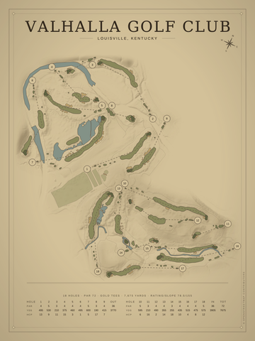 Valhalla Golf Club Course Map poster