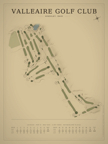Valleaire Golf Club Course Map poster