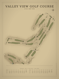 Valley View Golf Course map poster, Vintage style, 12×16 / 18×24