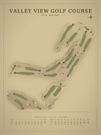 Valley View Golf Course map poster, Vintage style, 12×16 / 18×24